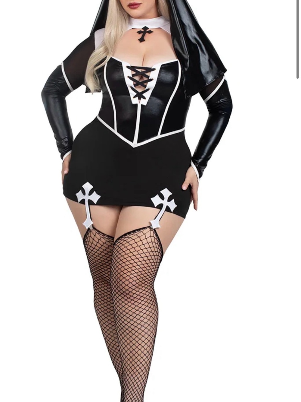 Leg Avenue Black and White Nun-Inspired Chemise